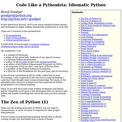 Code Like a Pythonista: Idiomatic Python