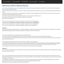 QCM serveur DHCP et DNS de Windows