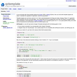 qctemplate - An easy to use template engine for C++/Qt