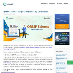 QRMP Scheme - FAQs and Queries by GSTN Team