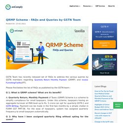 QRMP Scheme - FAQs and Queries by GSTN Team