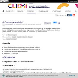 Dossier SPME 2018 / Qu'est-ce qu'une info -CLEMI