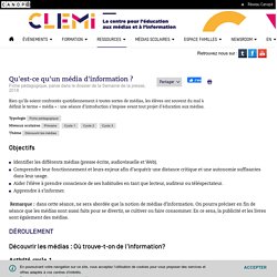 Qu'est-ce qu'un média d'information ? - CLEMI