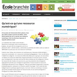 Qu’est-ce qu’une ressource numérique?