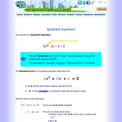 Quadratic Equations