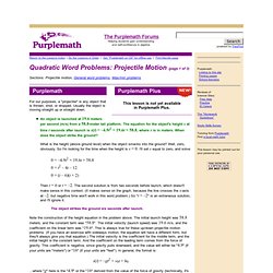 Quadratic Word Problems: Projectile Motion