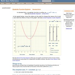 Quadratic curve and graph display (standard form)