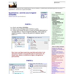 Quadrilatères : Activité avec le logiciel GEOGEBRA