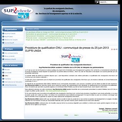 Procédure de qualification CNU : communiqué de presse du 25 juin 2013 SUP'R UNSA