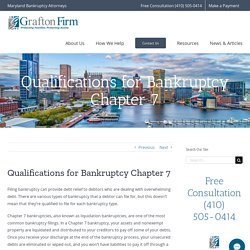 Know the Qualifications for Bankruptcy Chapter 7 with Grafton Firm