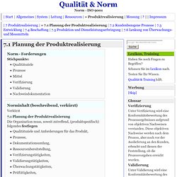 Qualität Norm ISO 9001:2000 7.1 Planung der Produktrealisierung