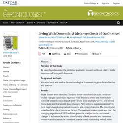 Living With Dementia: A Meta-synthesis of Qualitative Research on the Lived Experience