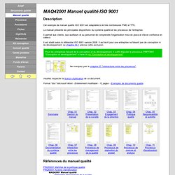 Manuel qualité ISO 9001 (exemple de manuel qualité avec commentaires)