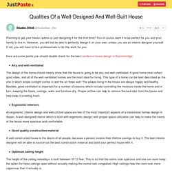 Qualities Of a Well-Designed And Well-Built House