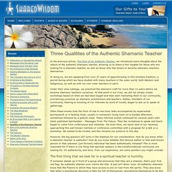 Three Qualitites of the Authentic Shamanic Teacher