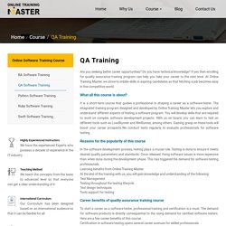 Quality Assurance Training Online Training Master