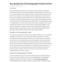 Buy Quality Gas Chromatography Column Online