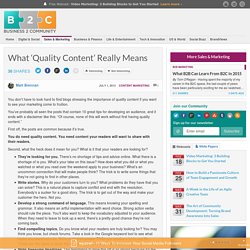 What ‘Quality Content’ Really Means