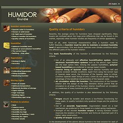 Quality criteria of humidors