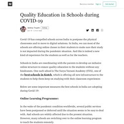 Quality Education in Schools during COVID-19 - Vaibhav Tripathi - Medium