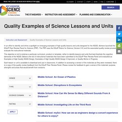 Quality Examples of Science Lessons and Units