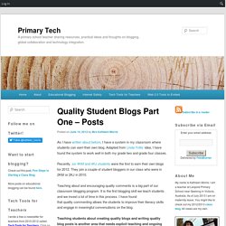 Quality Student Blogs Part One – Posts