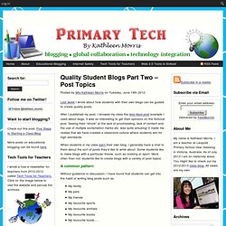 Quality Student Blogs Part Two – Post Topics