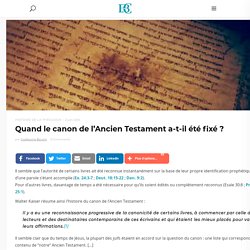 Quand le canon de l'Ancien Testament a-t-il été fixé ?