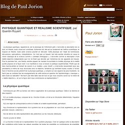 PHYSIQUE QUANTIQUE ET REALISME SCIENTIFIQUE, par Quentin Ruyant