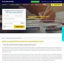 Quantitative Analysis Assignment Help - 20% OFF
