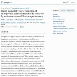 European Food Research and Technology 26/11/19 Rapid quantitative determination of chlorpyrifos pesticide residues in tomatoes by surface-enhanced Raman spectroscopy