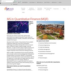 MS in Quantitative Finance (MQF)