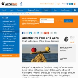 Quantitative Pros and Cons - From MindTools.com