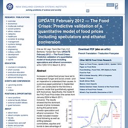 UPDATE February 2012 — The Food Crises: Predictive validation of a quantitative model of food prices including speculators and ethanol conversion