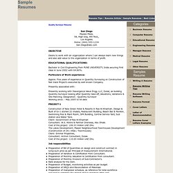 Free Quantity Surveyor Resume : Sample Quantity Surveyor Resume