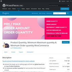 Product Quantity, Minimum Maximum quantity & Minimum Order quantity WooCommerce – WordPress plugin