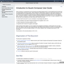 Quartz Composer User Guide: Introduction to Quartz Composer User Guide