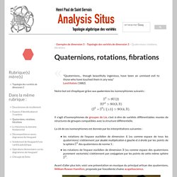 Quaternions, rotations, fibrations - Analysis Situs
