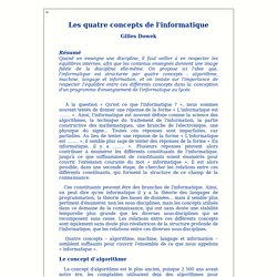 Les quatre concepts de l'informatique