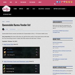 Queensdale Karma Vendor list
