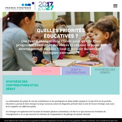 France Stratégie : 2017/2027 Quelles priorités éducatives ?
