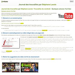 Quelques astuces YouTube dans Journal des trouvailles - Mahara FGA