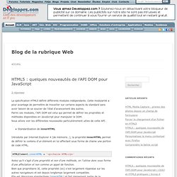 HTML5 : quelques nouveautés de l’API DOM pour JavaScript