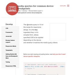 media queries for common device breakpoints