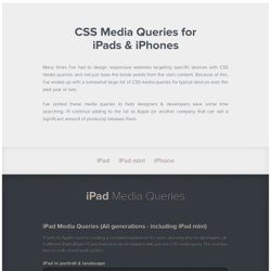 CSS Media Queries for iPads & iPhones