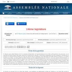 JO ASSEMBLEE NATIONALE 27/05/14 Au sommaire: QE 54424 agriculture - activité agricole - méthanisation. ICPE. perspectives