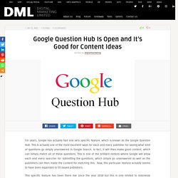 Google Question Hub Is Open and It’s Good for Content Ideas