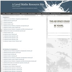 Question Sets - A Level Maths Resource Site