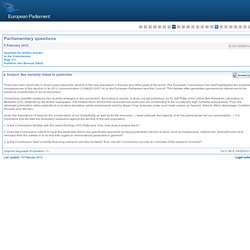 PARLEMENT EUROPEEN - réponse à question E-001228/2012 Bee mortality linked to pesticides