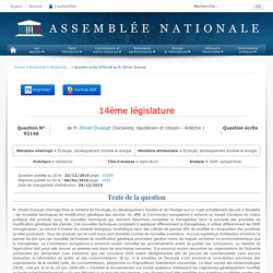 JO ASSEMBLEE NATIONALE 08/03/16 Au sommaire: QE 92148 recherche - agriculture - OGM. perspectives